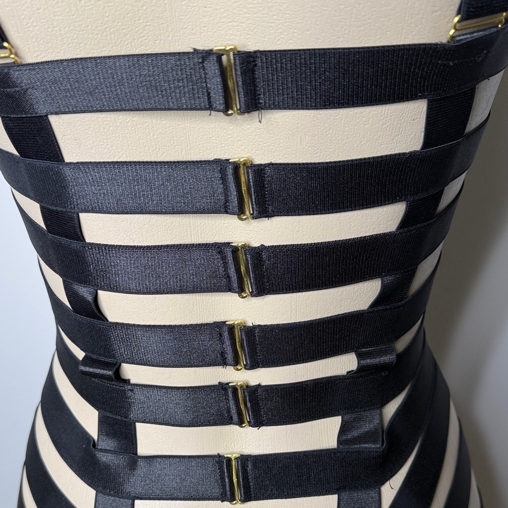 AKIRA Black Strappy Cage Bodycon Dress - Picture 8 of 9